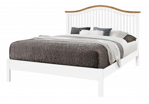 5ft King Size The Curve White & Oak finish wood bed frame Curved headboard head end low foot end board 1
